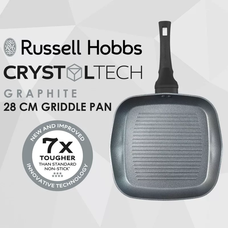 Griddle Russell Hobbs RH01861EU7 28 cm Crystaltech – antihaftbeschichtete Bratfläche, flache Grillpfanne