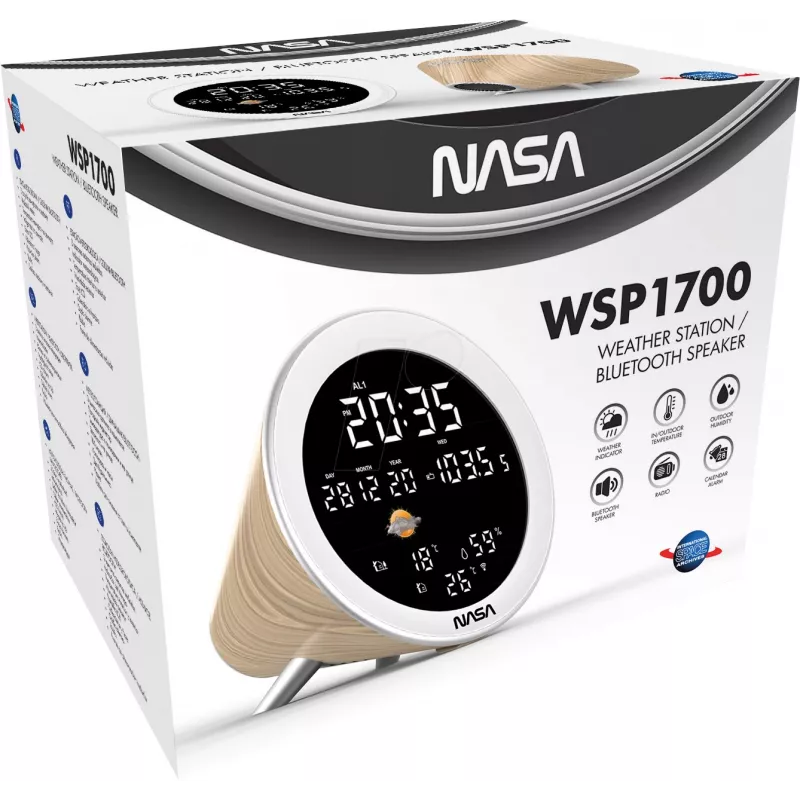 Nasa WSP1700 Holz Wetterstation/Lautsprecher BT Schiff