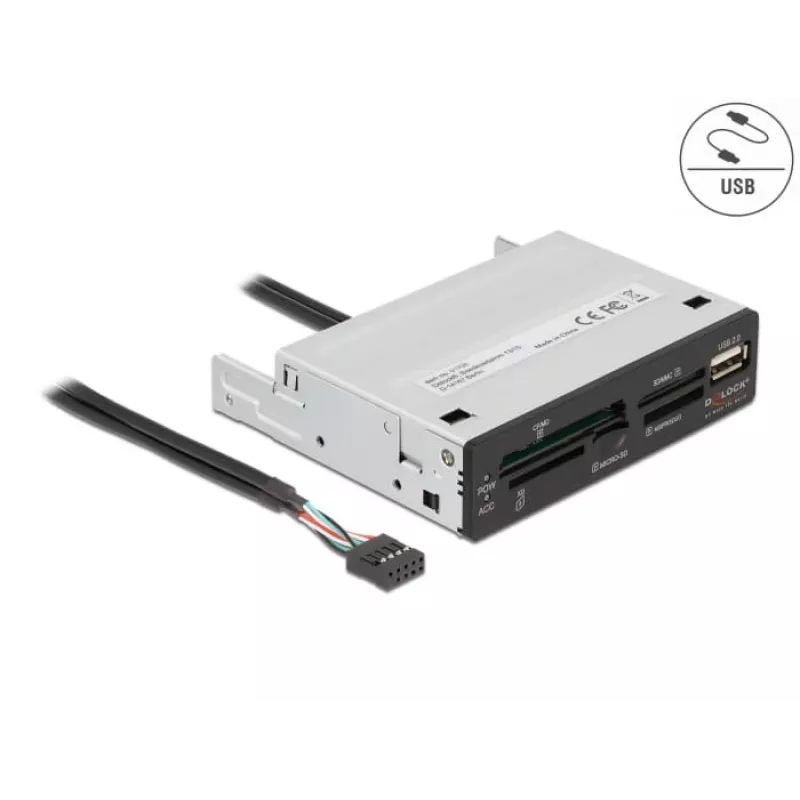 DeLOCK 91708 Kartenleser USB 2.0 Intern Schwarz Grau CF SD MicroSD