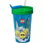 Room Copenhagen LEGO Trinkbecher mit Strohhalm Iconic Boy Hellblau (blau/grün, 500 ml)