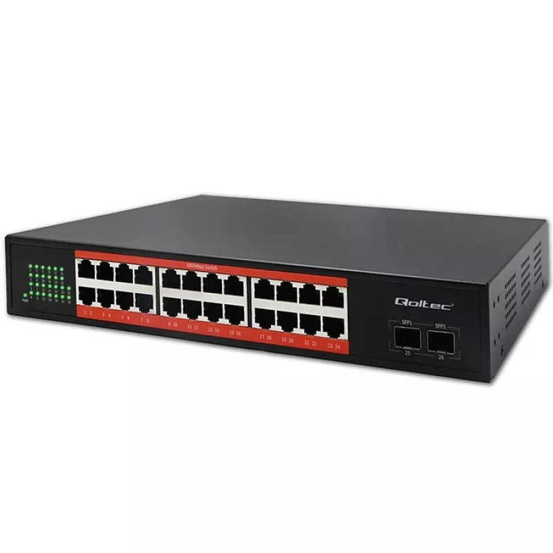 Netzwerk-Switch QOLTEC Gigabit Ethernet PoE 24xRJ45 2xSFP