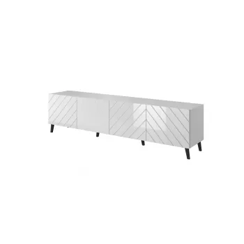 RTV-Schrank ABETO 200x42x52 weiß/glänzend weiß