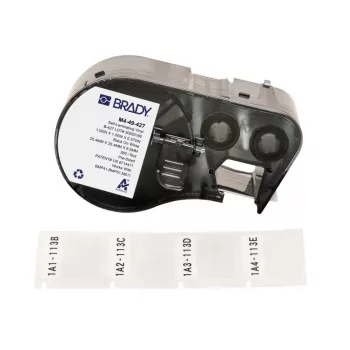 Brady, M4-49-427, selbstlaminierendes Vinyl, Weiß/Transparent, 25,40 x 9,53(25,40) mm, permanent, für Kabeldurchmesser von 2,70 – 5,10 mm (260 St.) (170750)