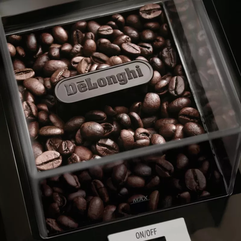 Kaffeemühle De’Longhi KG89 — 120 g Bohnenkapazität, 110 W, 12 Tassen, Edelstahl-Kunststoffgehäuse