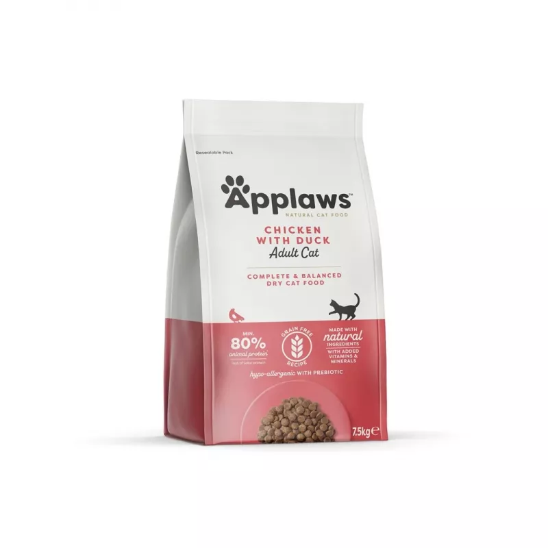 APPLAWS Huhn mit Ente - Trockenfutter für Katzen - 7,5 kg