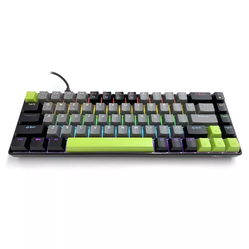 Mechanische Tastatur MEDIA-TECH MT1260 Red Core MX60, 60% Formfaktor, CHERRY MX Red Schalter, RGB-Beleuchtung, USB, grün