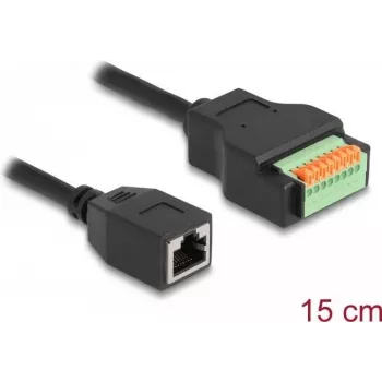 DeLOCK RJ45-Kabel Cat.5e Buchse auf Klemmleistenadapter 15 cm Schwarz