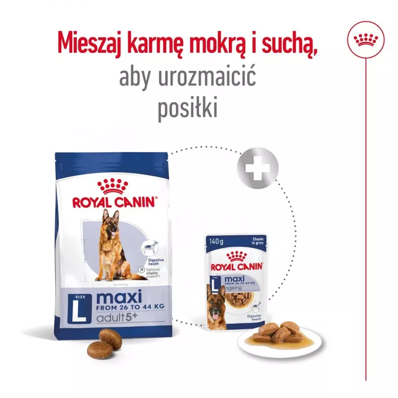 Trockenfutter für Hunde Royal Canin Maxi Adult 5+ 15 kg — Huhn, Protein 26 %, Fett 17 %