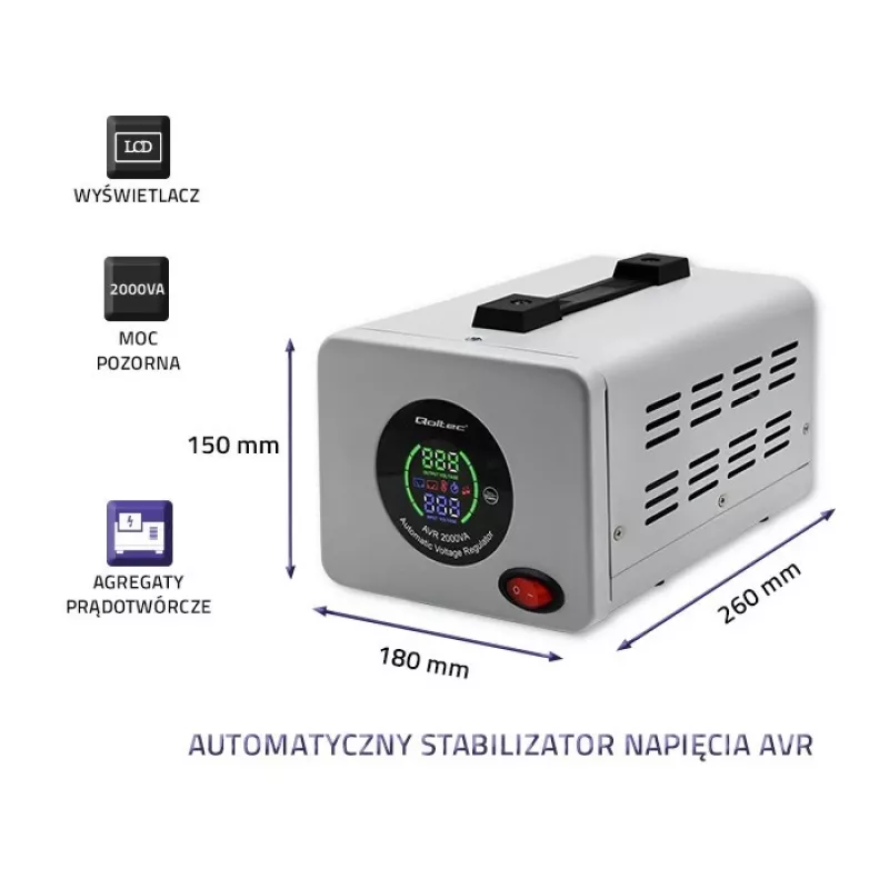 Qoltec 50724 Automatischer Spannungsstabilisator AVR 2000VA
