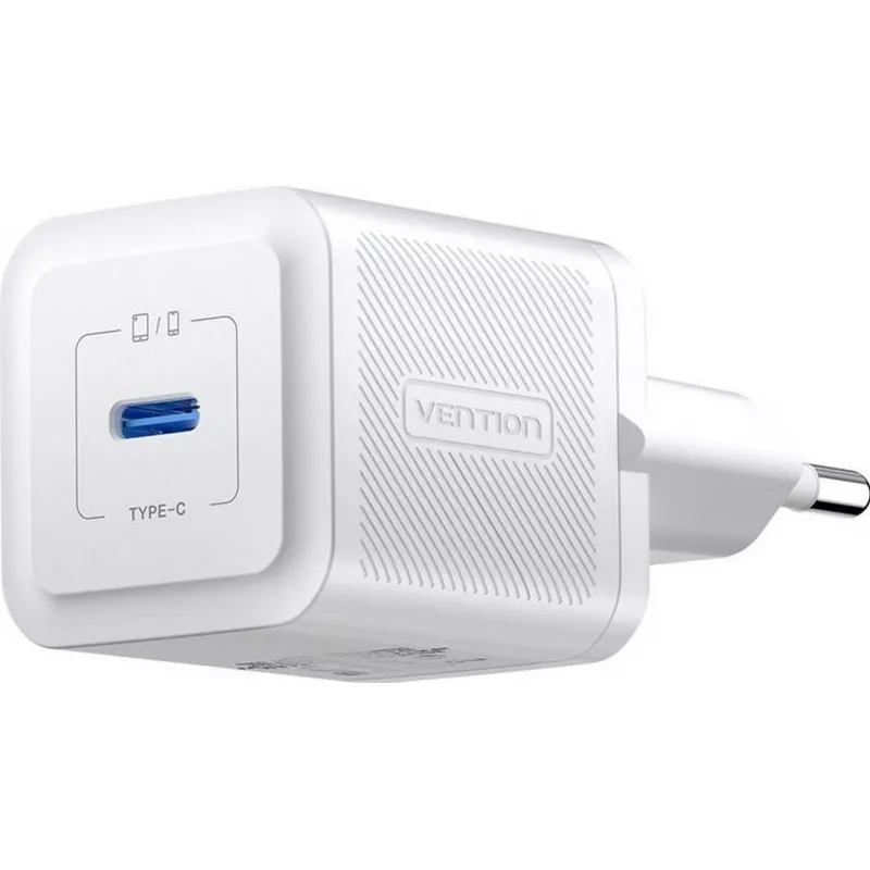 Vention mobiles Ladegerät FEPW0-EU – 20W USB-C Innenraum-AC-Ladegerät für Smartphone, Tablet, Smartwatch, Kopfhörer, weiß