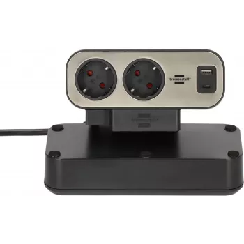 Power Extension Brennenstuhl 1153580210 2m 9 AC Outlets Indoor Schwarz Silber