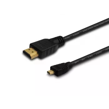 HDMI-Kabel SAVIO CL-39 1 m — Typ A (Stecker) auf Typ D Micro (Stecker), HDMI 1.4, 4096x2160, ARC, Ethernet, vergoldete Kontakte, schwarz