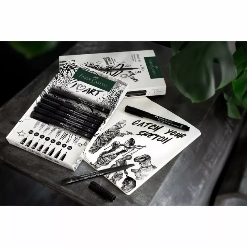 Faber-Castell 267102 Fineliner Multi Schwarz 8 Stück Rundspitze