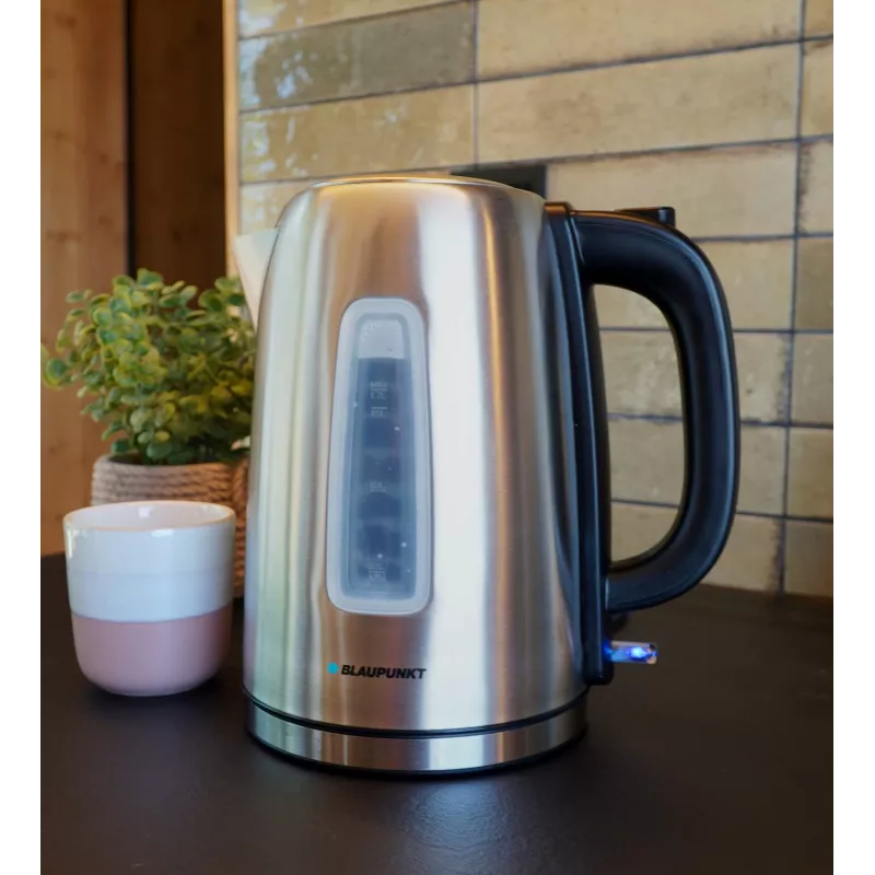 Elektrischer Wasserkocher BLAUPUNKT EKS412 – 1,7 l Edelstahl, 2200 W, Wasserstandsanzeige, 360°-Basis
