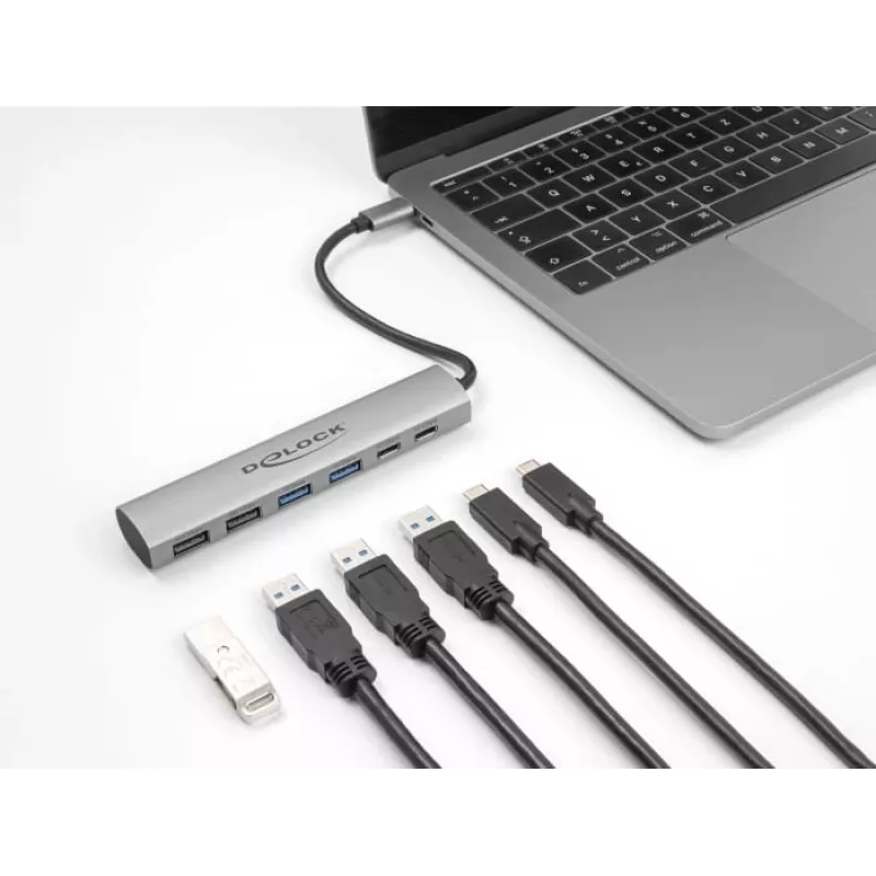 DeLOCK 64232 Laptop-Dock kabelgebunden USB 3.2 Gen 1 Typ-A Typ-C Grau