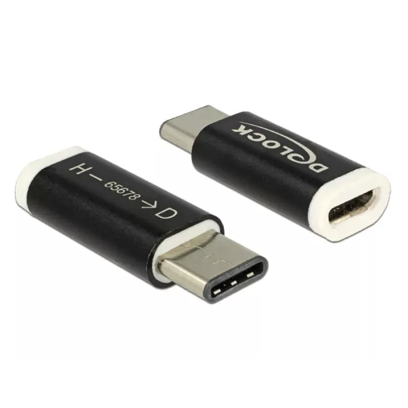 Delock - USB-Adapter - 24 Pin USB-C (M) auf Micro-USB Typ B (W) - USB 3.1 - Schwarz (65678)