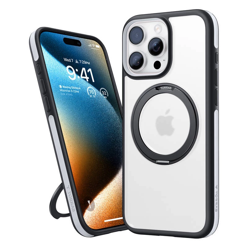 Schutzhülle Torras Ostand R Fusion für iPhone 16 Pro Max – Schwarz