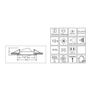Synergy 21 LED Retrofit GU10 / GX5 - 3 Einbau-Deckenset D05-silber