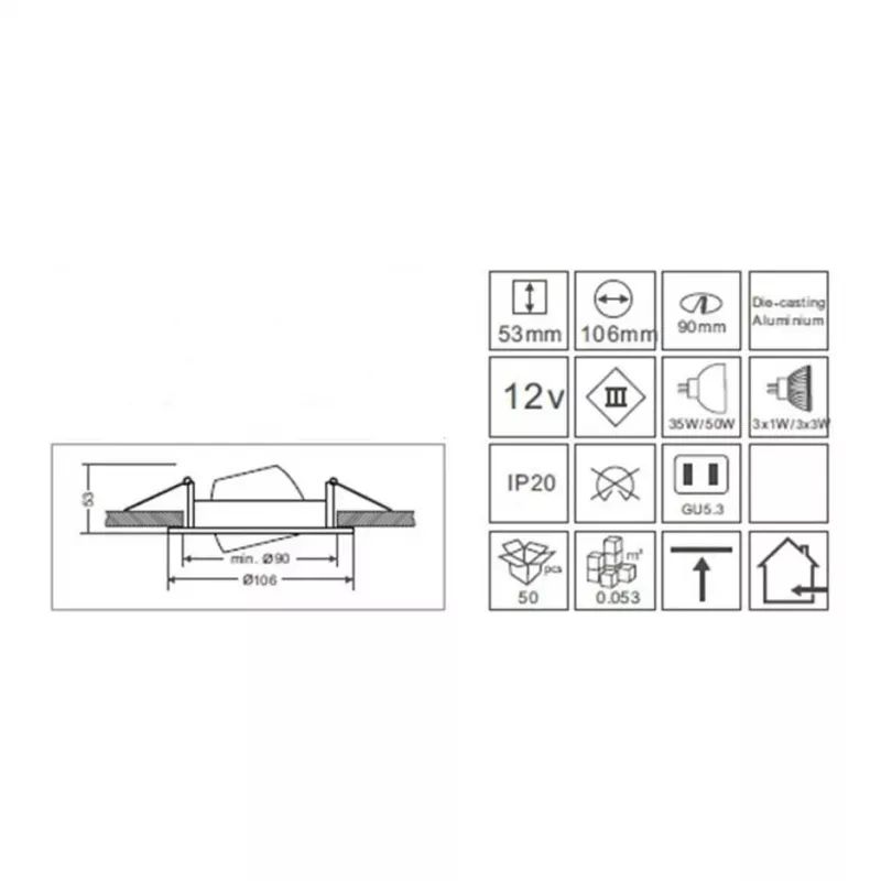 Synergy 21 LED Retrofit GU10 / GX5 - 3 Einbau-Deckenset D05-silber