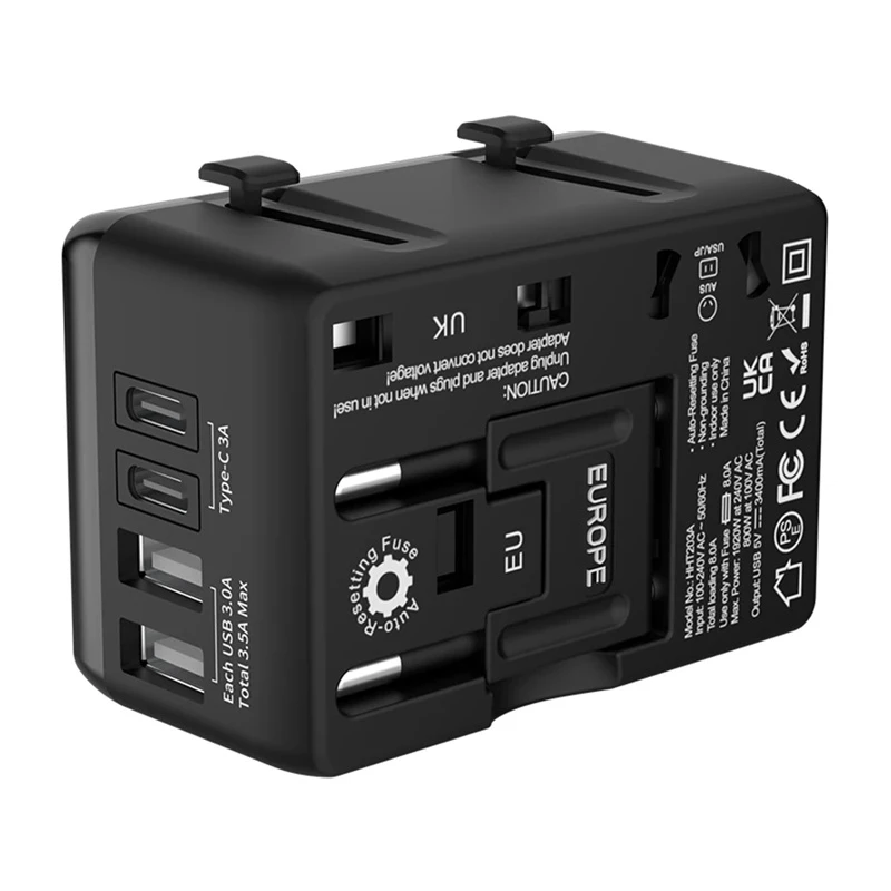 Reiseadapter BlitzWolf BW-TA1 4-in-1 mit 2× USB PD 20W Anschlüssen