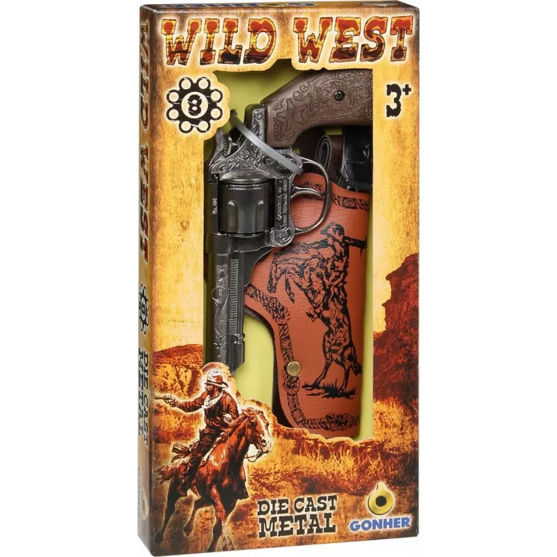 Metall-Spielzeug-Cowboy-Revolver Pulio 155201/0 mit Holster – ein Schuss, Nachbildung, Metallkonstruktion
