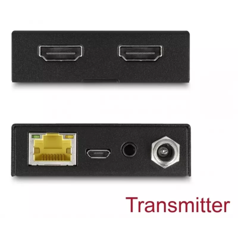 AV-Sender- und Empfänger-Set DELOCK 65955 — Cat6/Cat6a HDMI-Extender, bis zu 3840×2160, kabelgebunden, Micro-USB-B-Stromversorgung