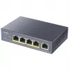 Cudy GS1005P Netzwerk-Switch — 5-Port Gigabit Ethernet mit 4 PoE-Ports, 60 W Gesamtleistung, Metallgehäuse, rackmontierbar