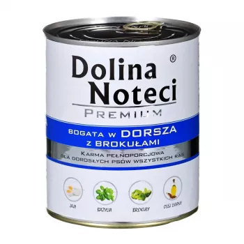 Nassfutter für Hunde dolina noteci Premium — Kabeljau & Brokkoli, 800 g, ausgewachsene Hunde, getreidefrei, glutenfrei