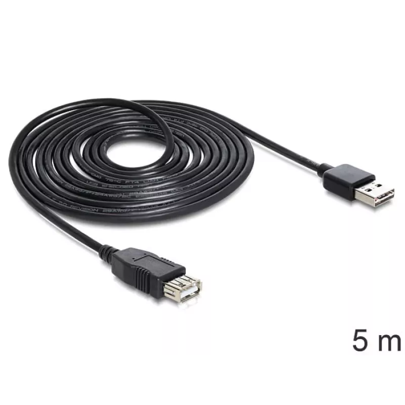 USB-Kabel DeLOCK EASY-USB 2.0-A 5m Schwarz