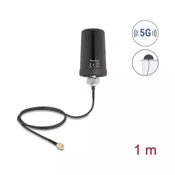 Externe Antenne DELOCK 81473 — 5G LTE, GNSS, Wi‑Fi 6, SMA-Anschluss, Gain 1,1–4,0 dBi, Rundstrahlend