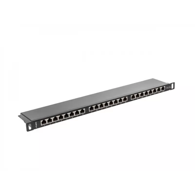 Patchpanel LANBERG PPS5-0024-B 24-Port CAT5e, Metall, 0,5 U, 445×99×22,3 mm, schwarz