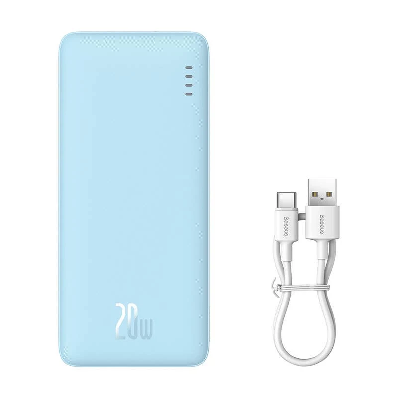 Tragbare Powerbank Baseus Airpow 10000 mAh, 20W, LiPo, USB-C + USB-A, blau