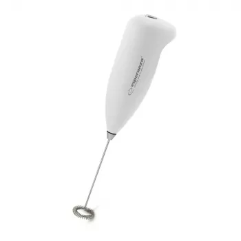 Handheld electric milk frother ESPERANZA EKF001W — weiß, Edelstahl-Schneebesen, batteriebetrieben (AA), 215 mm