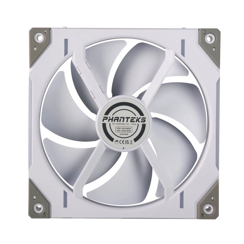 Phanteks D30-140 140mm Weiß PWM Gehäuselüfter 3er-Pack — 140x30 mm, 250–1800 U/min, FDB