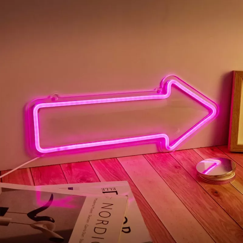 Neonlichter Pfeil Wandleuchte MANTA SNL107PK – rosa dekoratives LED-Pfeilschild