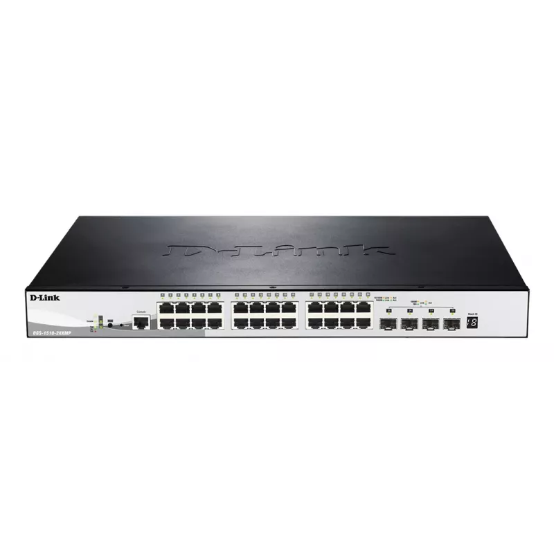 D-Link DGS-1510-28XMP Managed L2/L3 Gigabit Ethernet (10/100/1000) Power over Ethernet (PoE) Schwarz, Grau