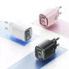 USB- und USB-C 30W GaN-Schnellladegerät usams CC229 Weiß — LED-Anzeige, kompaktes Design