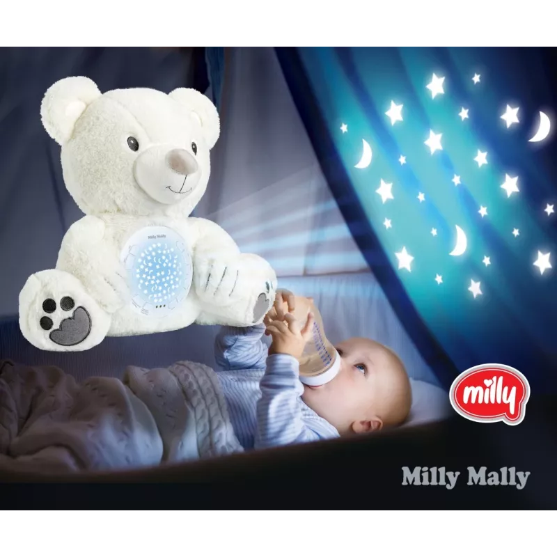 Plüsch-Projektor-Spielzeug Milly Mally Bär 5656 mit sanftem Licht fürs Kinderzimmer