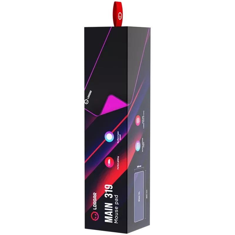 Lorgar Main 319, Gaming-Mauspad, Hochgeschwindigkeitsoberfläche, Lila Anti-Rutsch-Gummibasis, Größe: 900 mm x 360 mm x 3 mm, Gewicht 0,6 kg