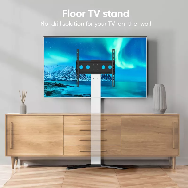 TV-Ständer/Standfuß ONKRON TS1140-W für 66–165,1 cm (26 Zoll–65 Zoll) Bildschirme, 35 kg, VESA 100x100–400x400, Höhe 880–1100 mm, weiß