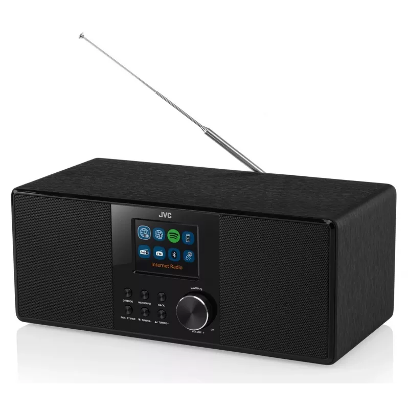 Internetradio JVC RA-E981B — Wi‑Fi- & Bluetooth-Streaming, DAB+, UKW, 2x5W, 40 Senderspeicher, USB, AUX, LCD-Display