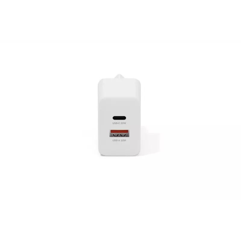 AC USB-Ladegerät DIGITUS 20W, 1x USB-C, 1x USB-A, Eingang 100–240V, Weiß