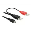 USB-Kabel DeLOCK 2x USB2.0-A Stecker / USB mini 5-polig 1 m Schwarz