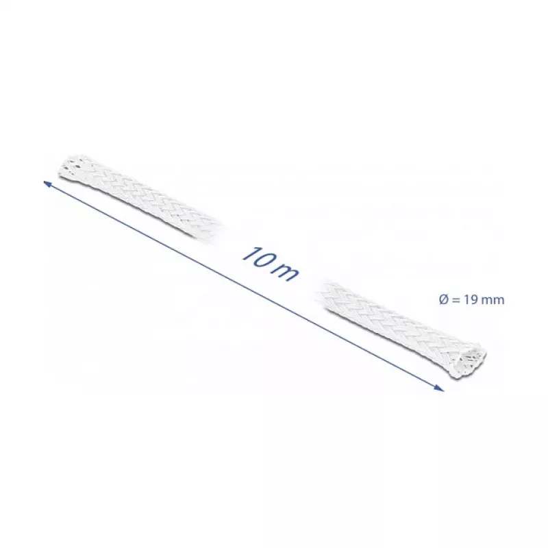 Geflechtschlauch DeLOCK 20805 10 m x 19 mm weiß