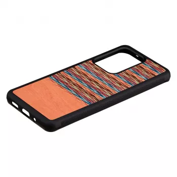 Handyhülle man and wood für Samsung Galaxy S20 Ultra — braunes Karomuster mit schwarzer Umrandung