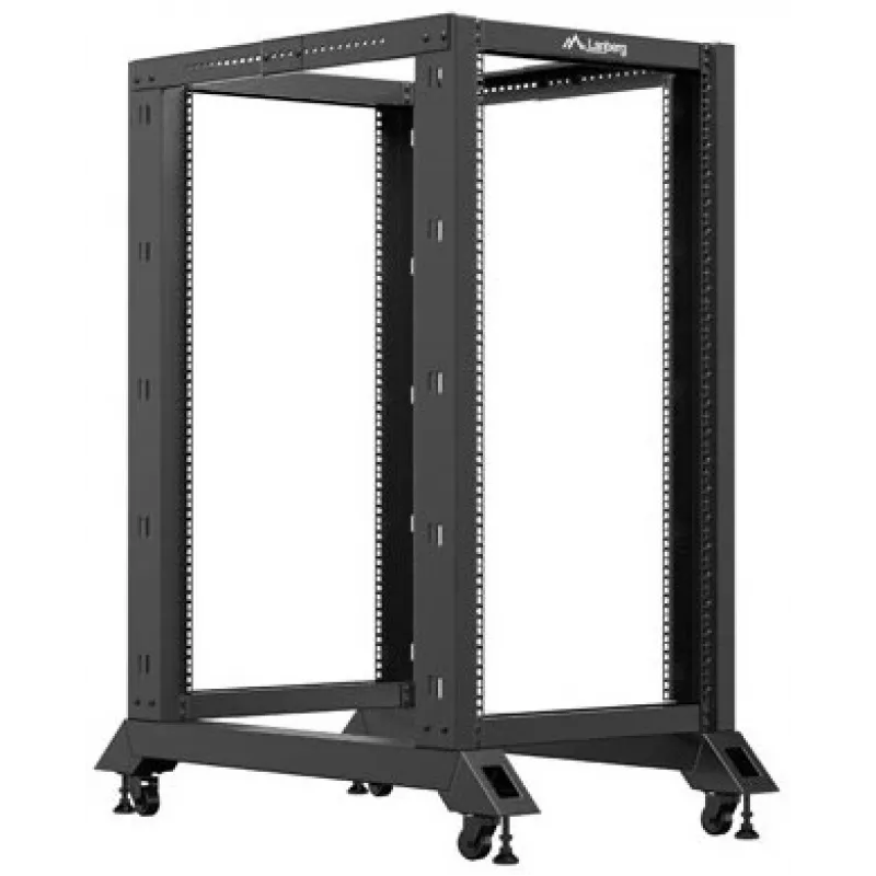 Lanberg Open Rack 22U Schwarz (22HE, 19-Zoll-Rack), Serverrack, Schwarz