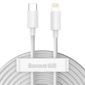 Baseus Simple Wisdom Datenkabel-Kit USB-C auf Lightning PD 20W (2 Stück/Set) 1,5m Weiß