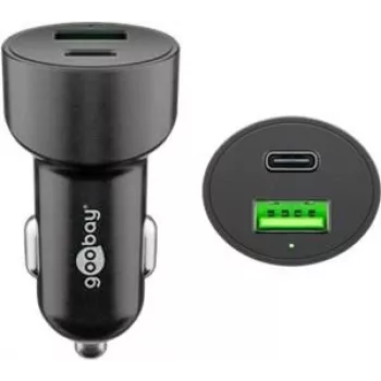 Goobay 39908 Ladegerät für Mobilgeräte Smartphone - Tablets Schwarz Zigarettenanzünder-Adapter Schnelllade-Auto (39908)