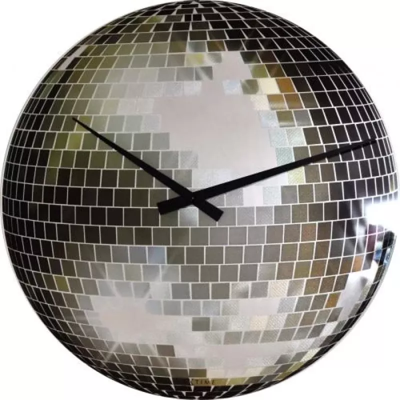 NeXtime Uhr 8801 Small Disco, Ø30 cm, Wand, Silber