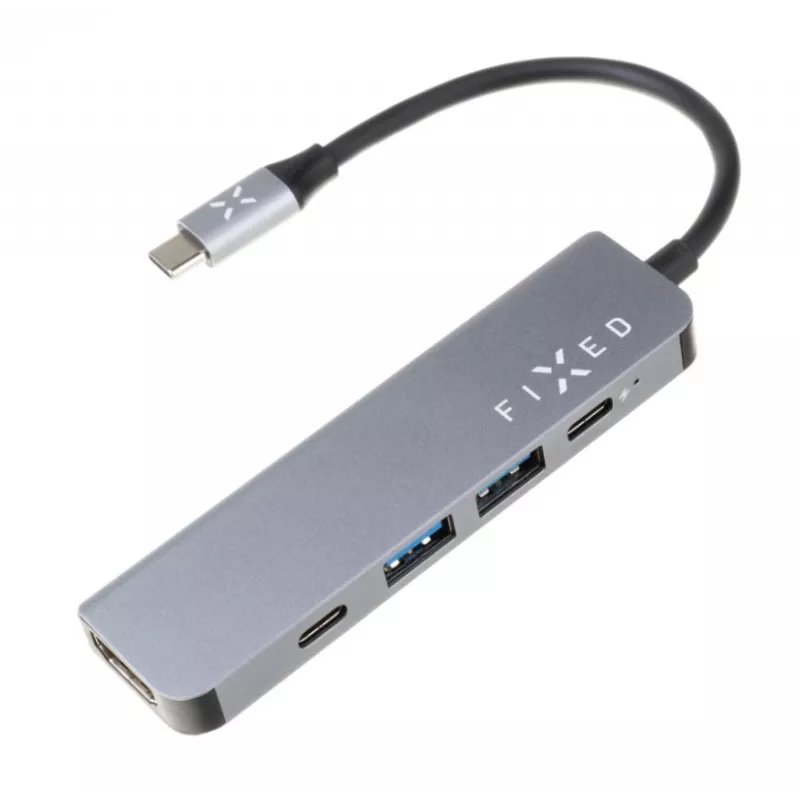USB-C-Hub FIXED FIXHU-MN-GR 5-fach Mini für Laptops und Tablets
